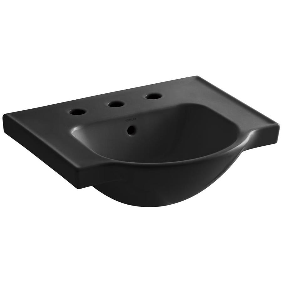 KOHLER Veer 8.0625in H Black Vitreous China Pedestal Sink Top in the