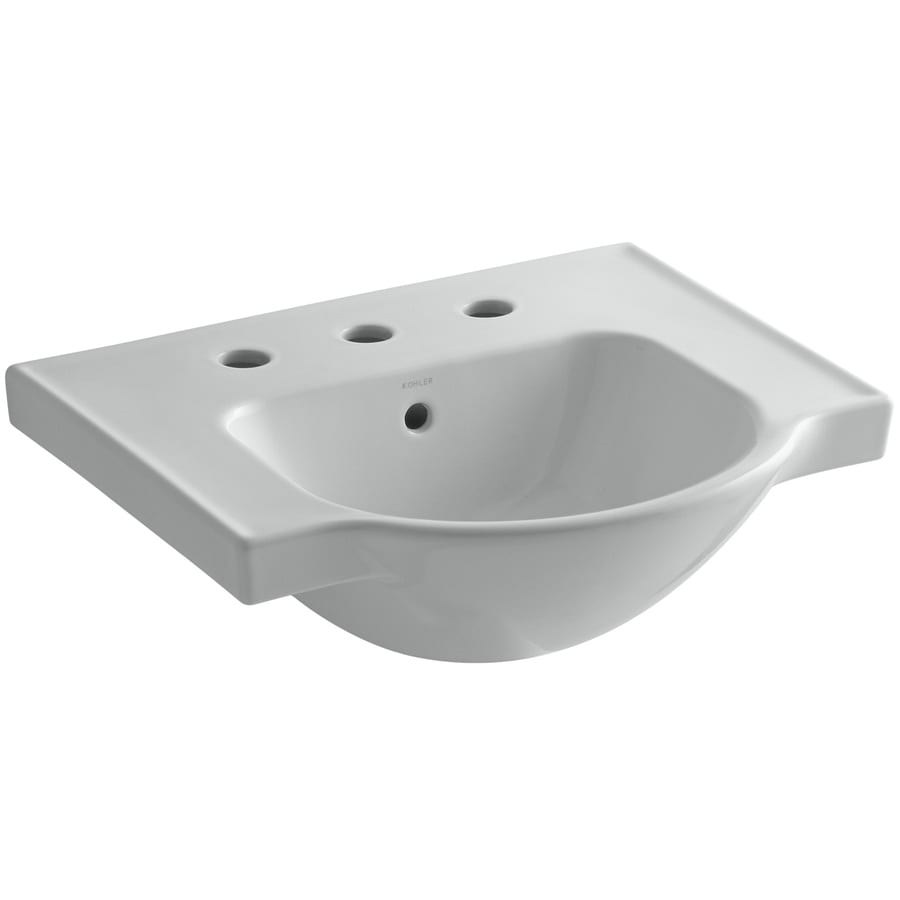 KOHLER Veer 21.25in H Ice Grey Vitreous China Pedestal Sink Top in the Pedestal Sinks