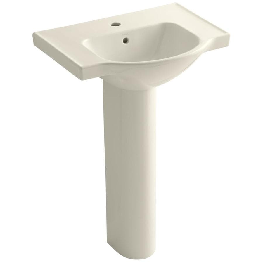 KOHLER Veer 35.5-in H Almond Vitreous China Pedestal Sink Combo