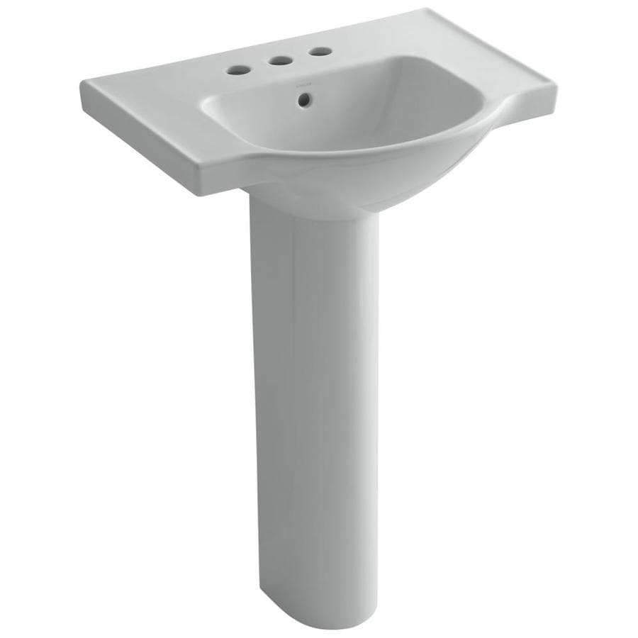KOHLER Veer 35.5in H Ice Grey Vitreous China Pedestal Sink Combo in