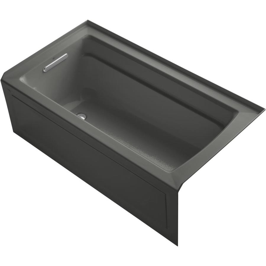 KOHLER Archer 60in Thunder Grey Acrylic Rectangular LeftHand Drain