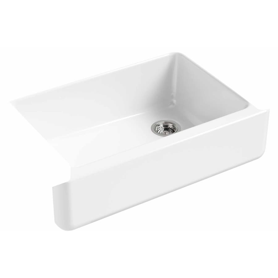 Shop Kitchen Sinks at Lowes.com - KOHLER Whitehaven 21.5625-in x 32.6875-in White Single-Basin-Basin Cast