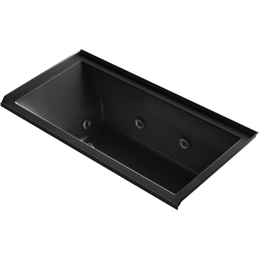 KOHLER Underscore Rectangle 60in Black Acrylic Rectangular RightHand