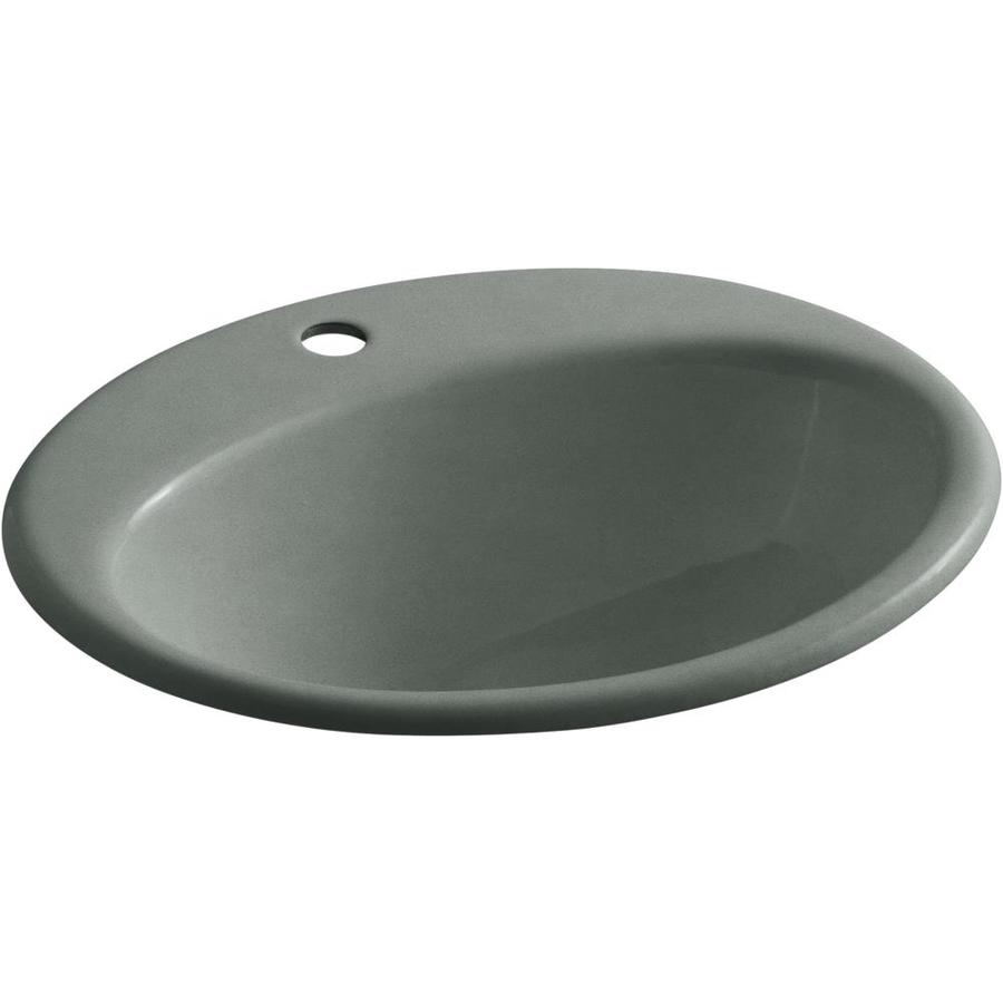 KOHLER Farmington Basalt Cast Iron DropIn Round Bathroom Sink with