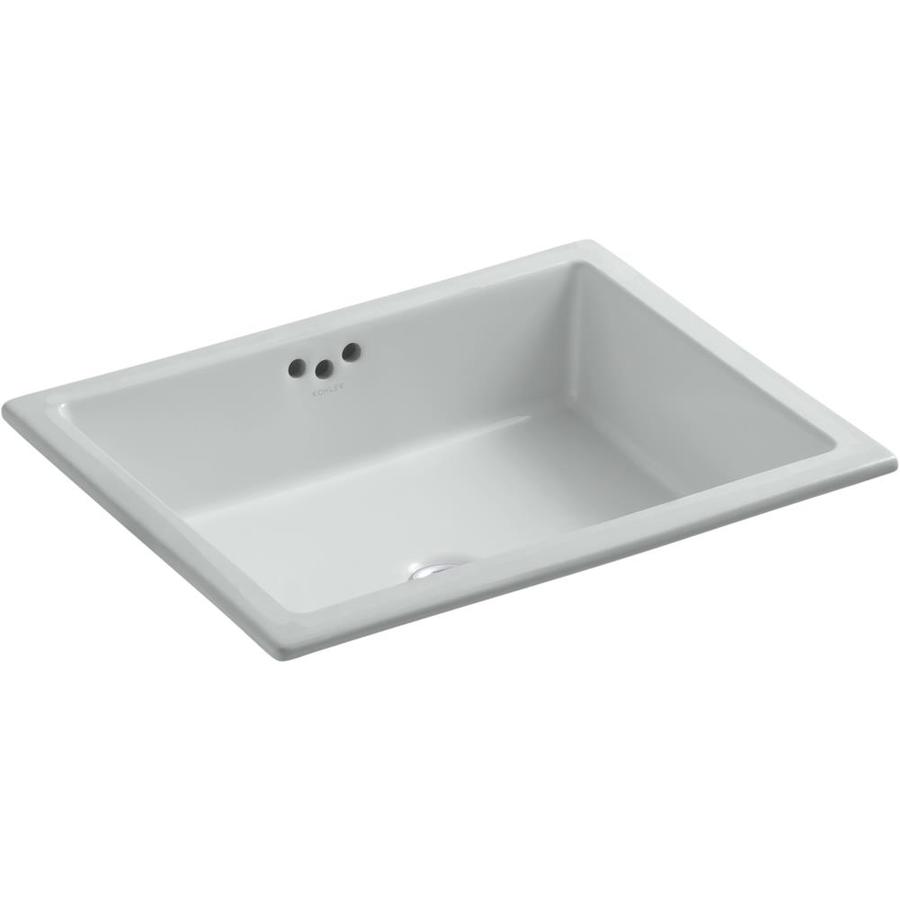 KOHLER Kathryn Ice Grey Fire Clay Undermount Rectangular Bathroom Sink ...