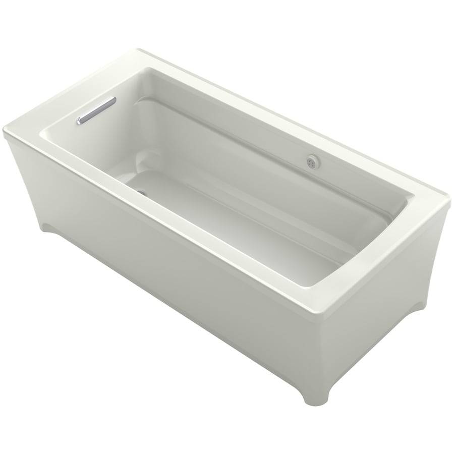 KOHLER 2594-W1-NY Archer 31.75-in W x 61.75-in L Dune Acrylic Rectangular Reversible Drain Freestanding Bathtub