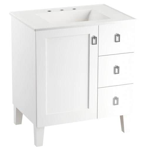 KOHLER Poplin 31in Linen White Single Sink Bathroom Vanity with White