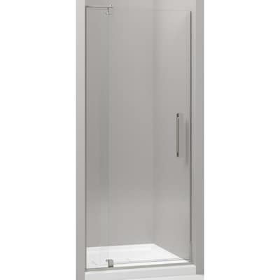Kohler Revel 27 4375 In To 31 125 In W Frameless Pivot Anodized Brushed Nickel Shower Door At Lowes Com