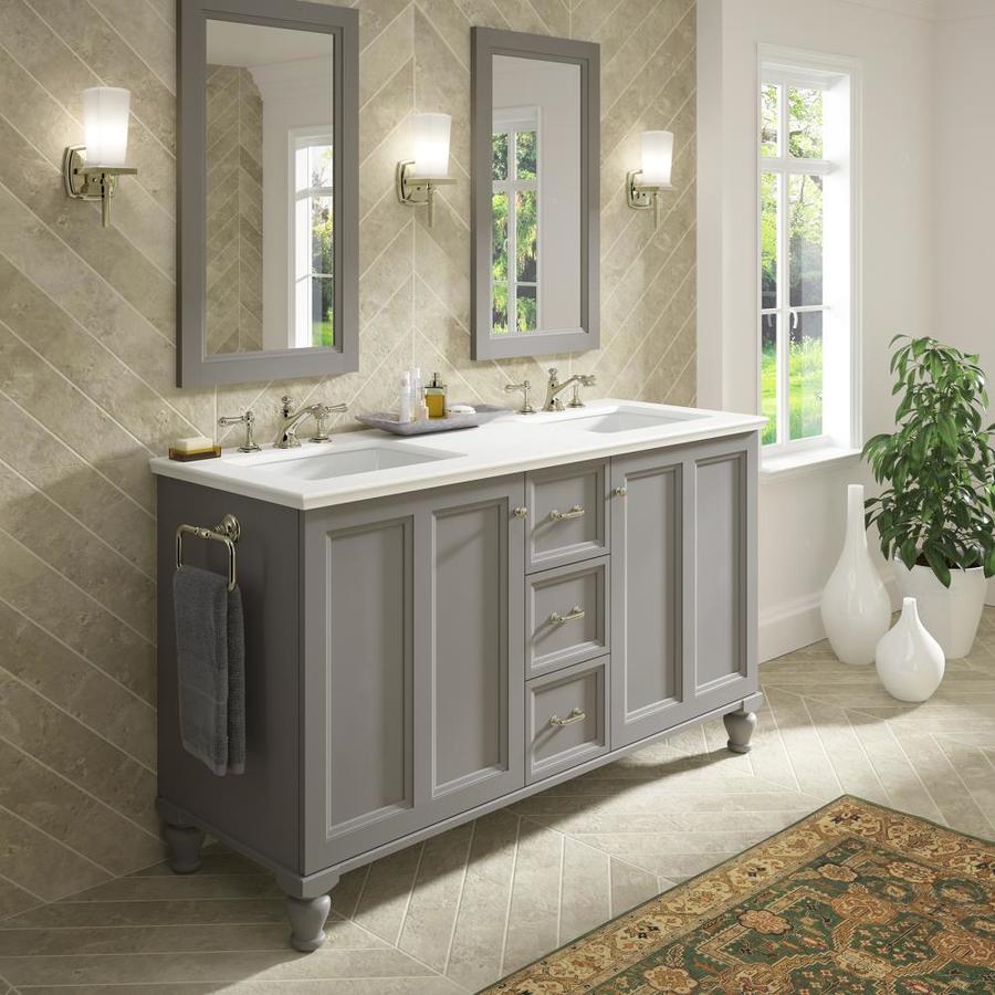 KOHLER Damask 60-in Mohair Grey Bathroom Vanity Cabinet in the Bathroom ...