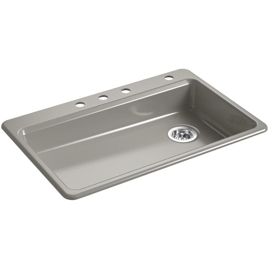 ... 33-in Cashmere 1 Cast Iron Drop-in 4-Hole Residential Kitchen Sink