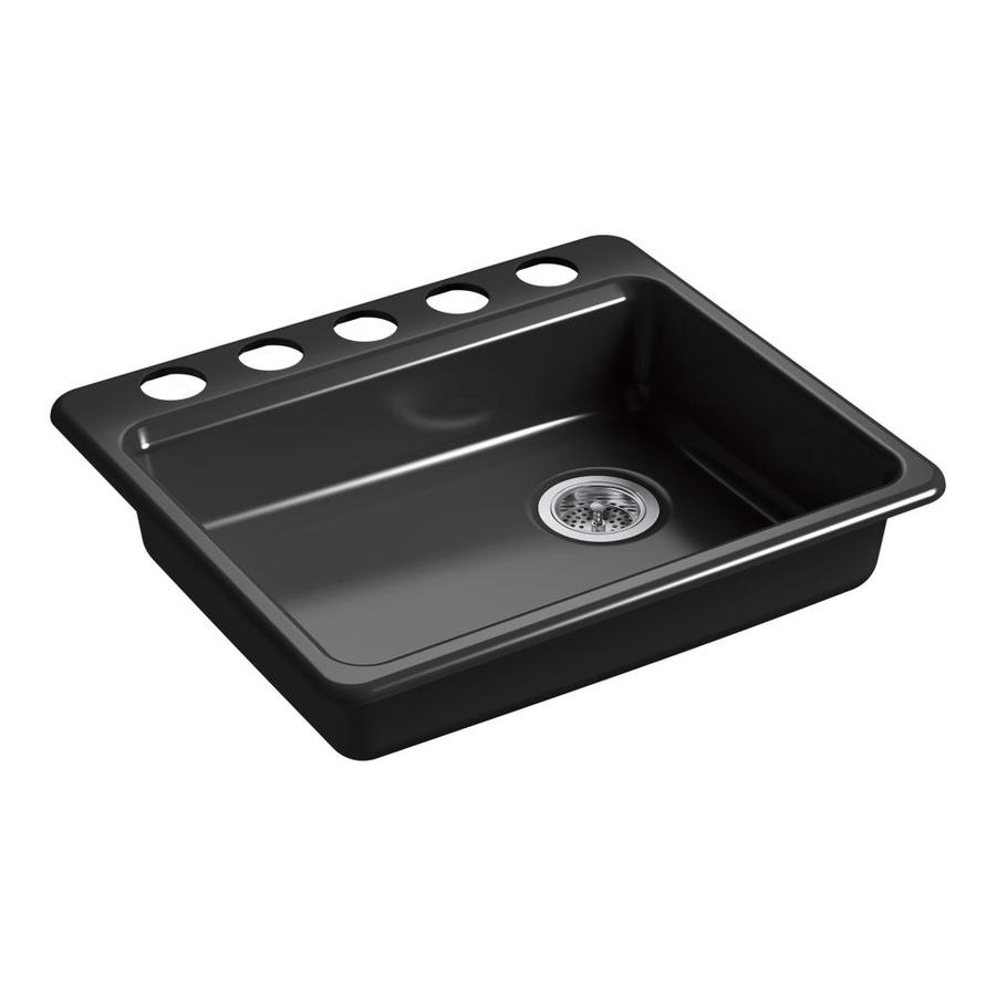 KOHLER Riverby 25-in x 22-in Black Black Single-Basin ...