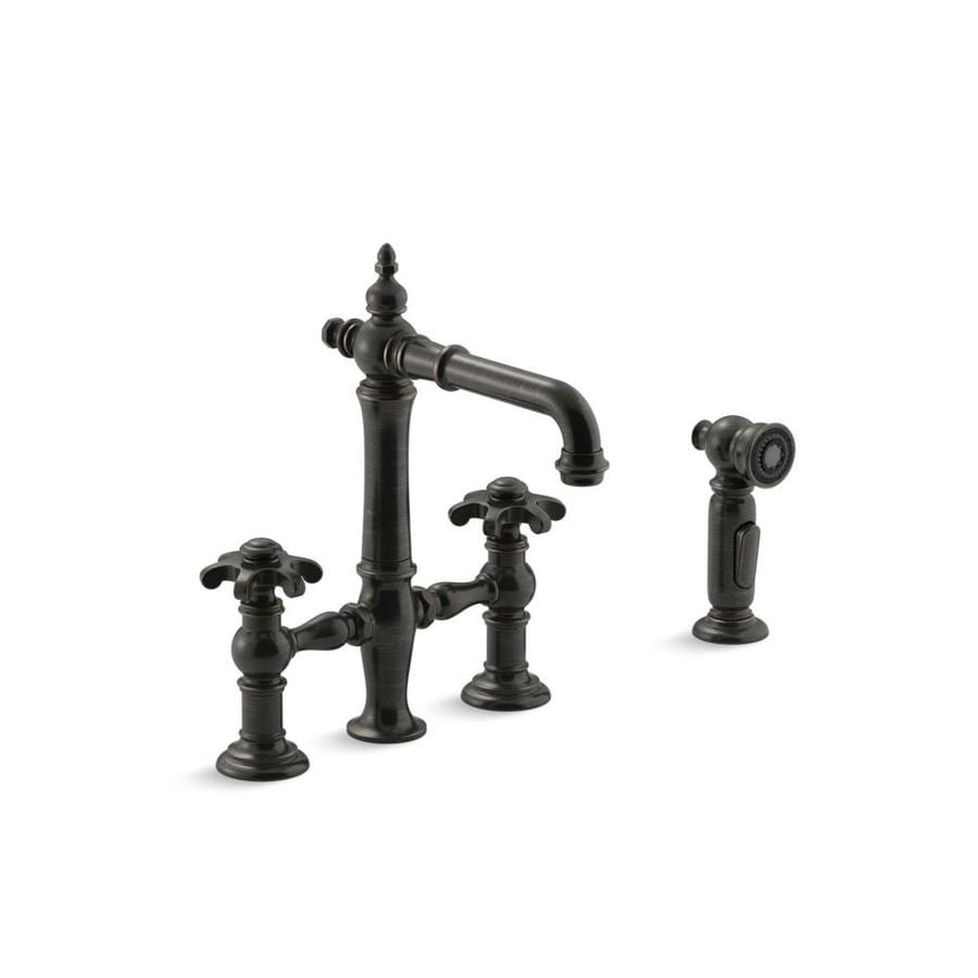 Kohler Artifacts Oil Rubbed Bronze 2 Handle Bridge Kitchen Faucet With Side Spray At 7121