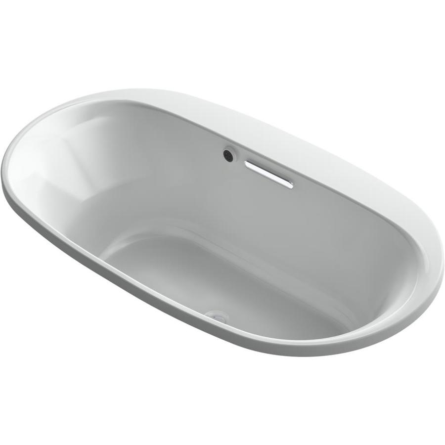 KOHLER Underscore Oval Ice Grey Acrylic Oval Bathtub with Center Drain