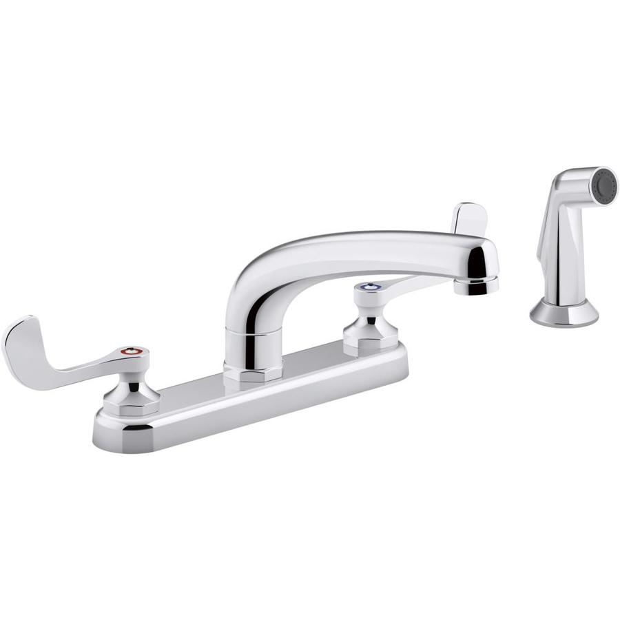 KOHLER Triton Bowe Polished Chrome 2-Handle Deck Mount Low-Arc Handle/Lever Commercial/Residential Kitchen Faucet