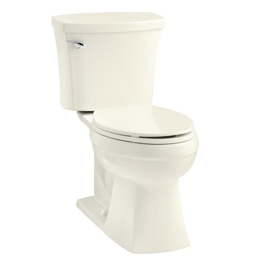 KOHLER Elliston Biscuit WaterSense Elongated Comfort Height 2Piece Toilet 12in RoughIn Size