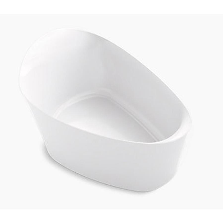 KOHLER Veil 65.375in White Solid Surface Oval Back Center Drain