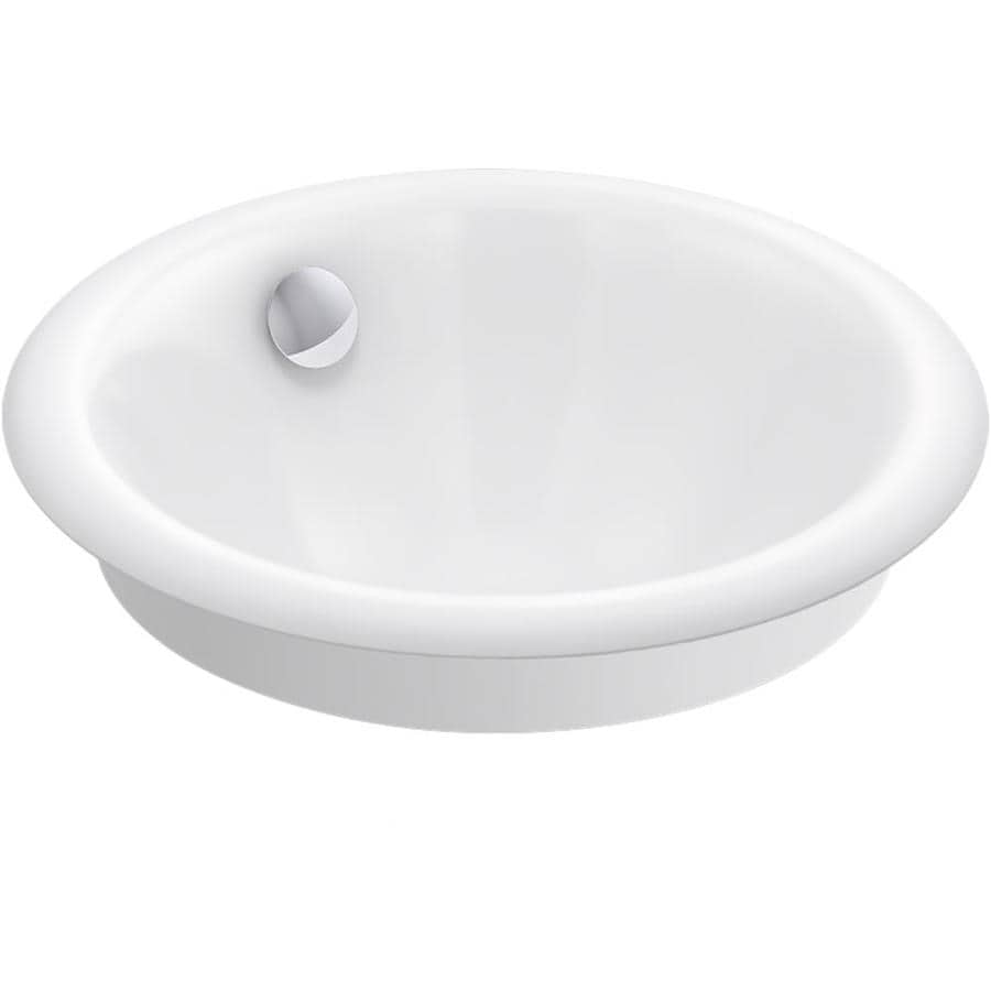 Kohler Iron Plains White Cast Iron Drop In Or Undermount Round Bathroom Sink With Overflow Drain 12 In X 12 In In The Bathroom Sinks Department At Lowes Com