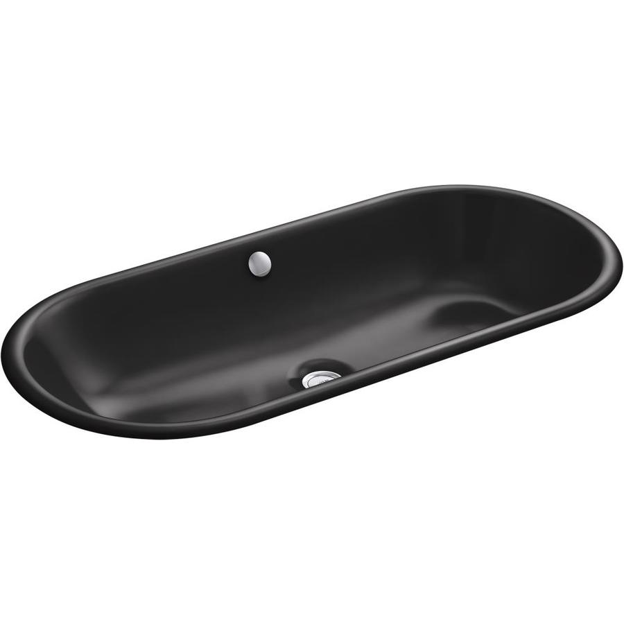 KOHLER Iron Plains Black Cast Iron DropIn or Undermount Rectangular Bathroom Sink with Overflow
