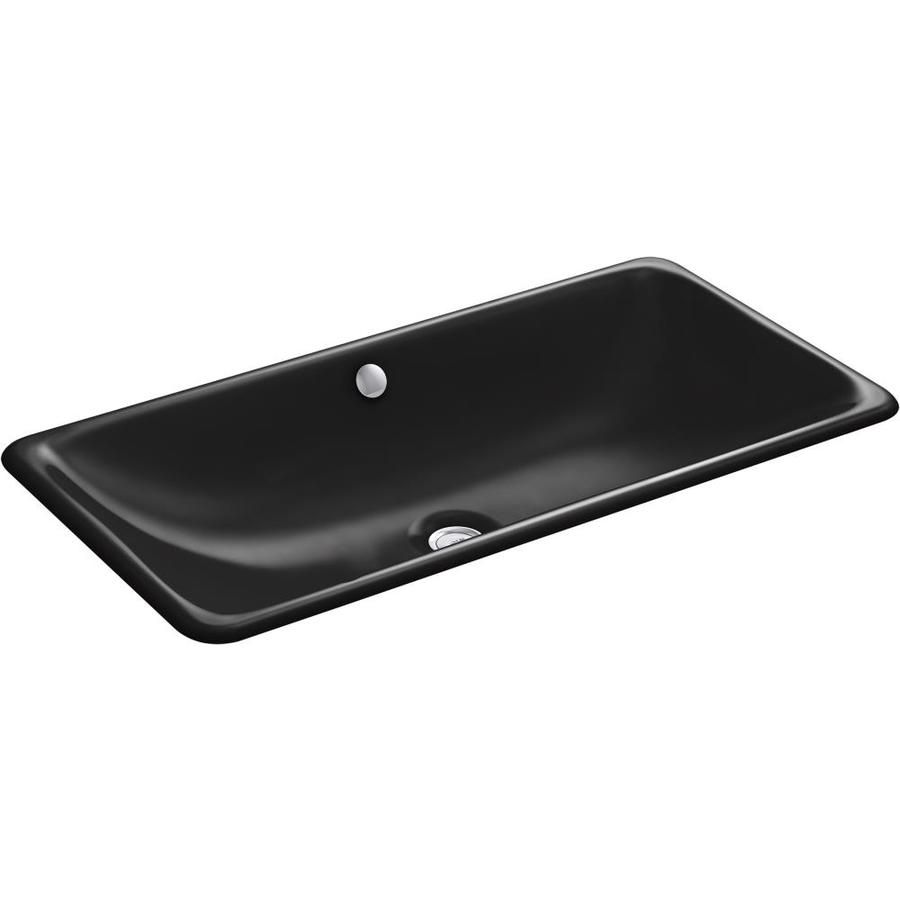 KOHLER Iron Plains Black Cast Iron DropIn or Undermount Rectangular