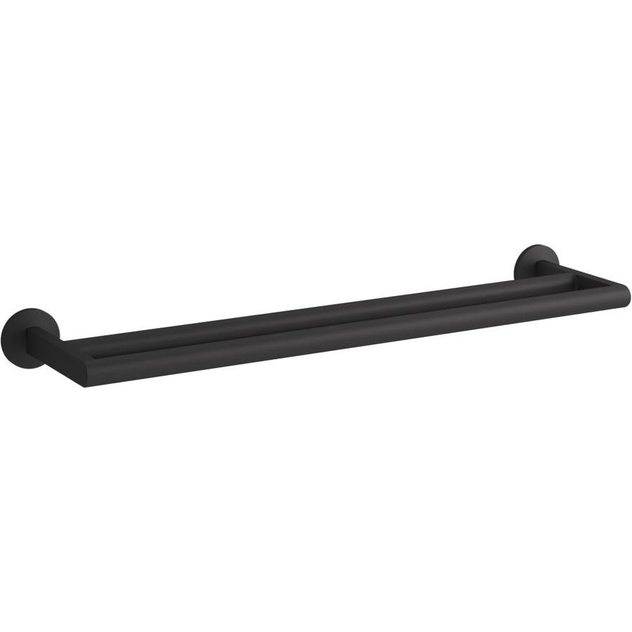 KOHLER Components 26-in Double Matte Black Wall Mount Double Towel Bar