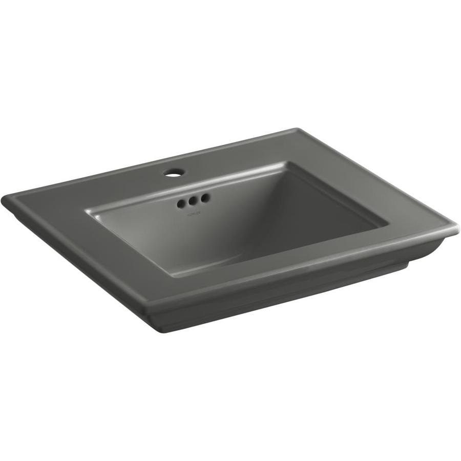 KOHLER Memoirs Thunder Grey Fire Clay Console Rectangular Bathroom Sink ...