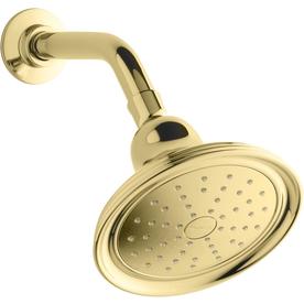 KOHLER Devonshire 1-Spray Patterns 5.9 in. Single Wall Mount Fixed Shower Head in Vibrant Polished Brass