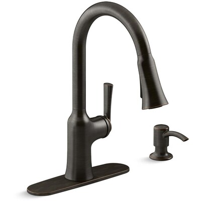 Brynn Oil Rubbed Bronze 1 Handle Deck Mount Pull Down Commercial Residential Kitchen Faucet
