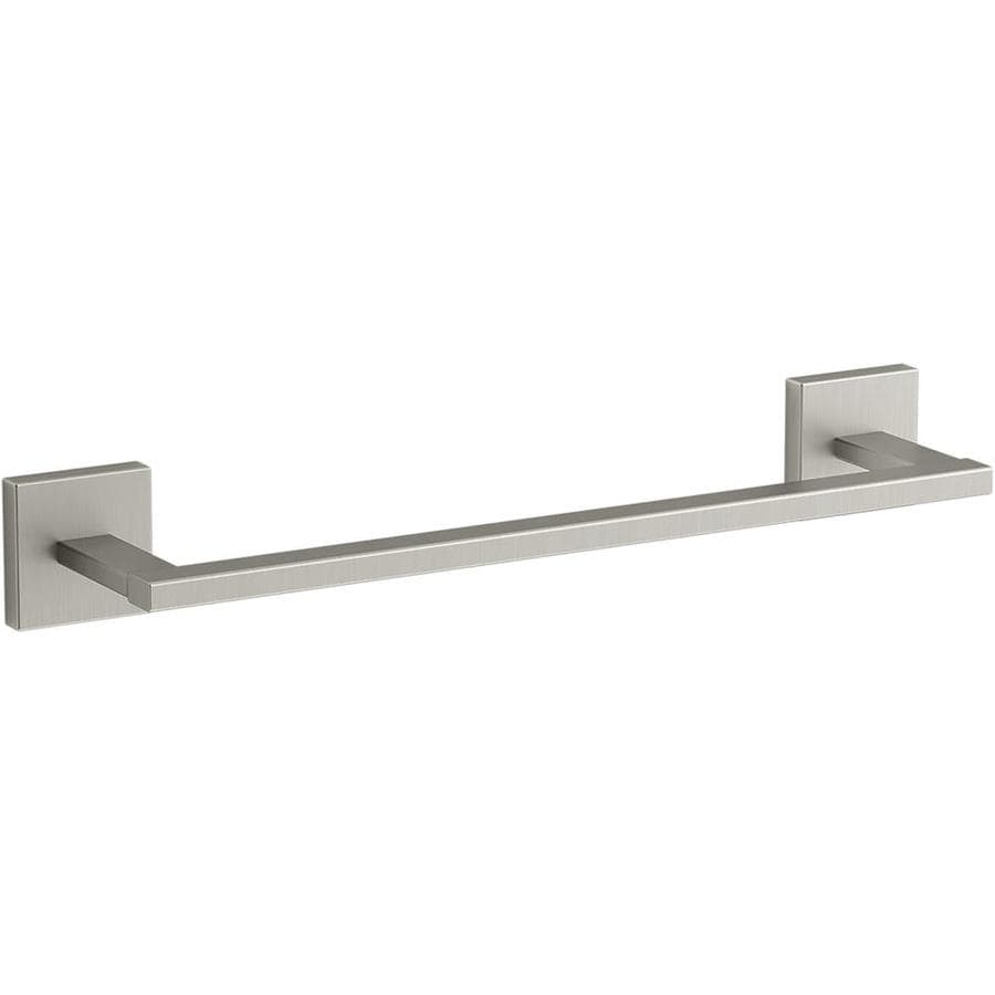 KOHLER Square 12in Vibrant Brushed Nickel Wall Mount Single Towel Bar