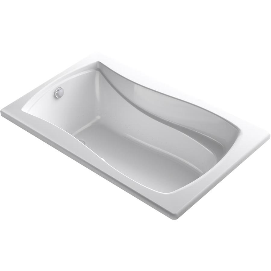 KOHLER Mariposa 36in W x 60in L White Acrylic Hourglass Reversible Drain DropIn Air Bath in