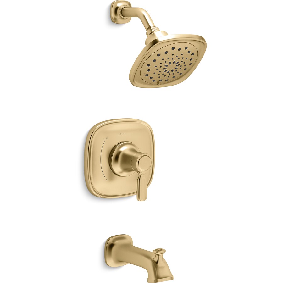 KOHLER Ealing Vibrant Moderne Brushed Brass 1Handle Bathtub and Shower