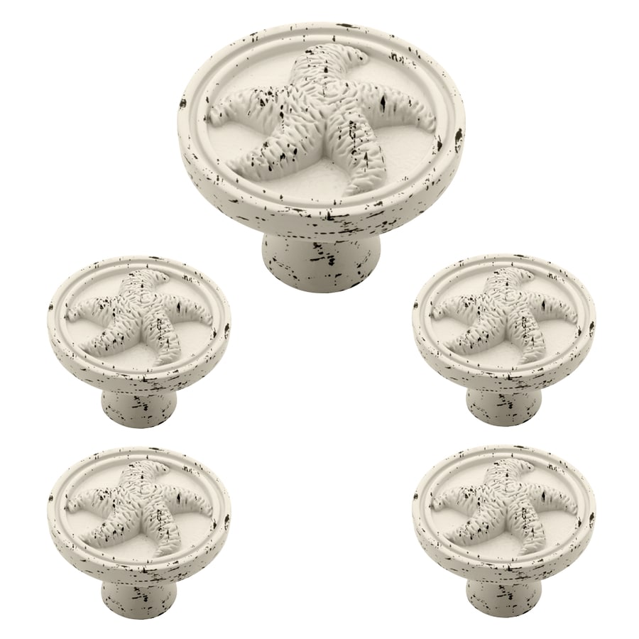 Franklin Brass Starfish 5Pack Vintage Antique White Round Knob