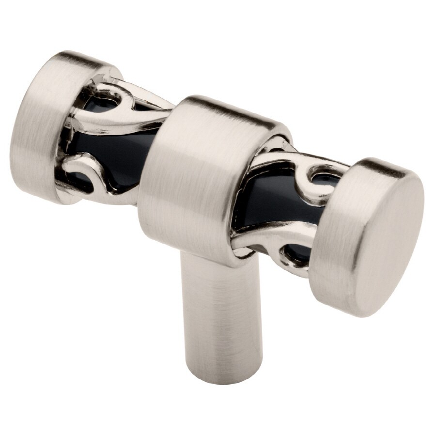 Liberty Hardware P16311C-SNB-C Satin Nickel and Black Rectangular Contemporary Cabinet Knob