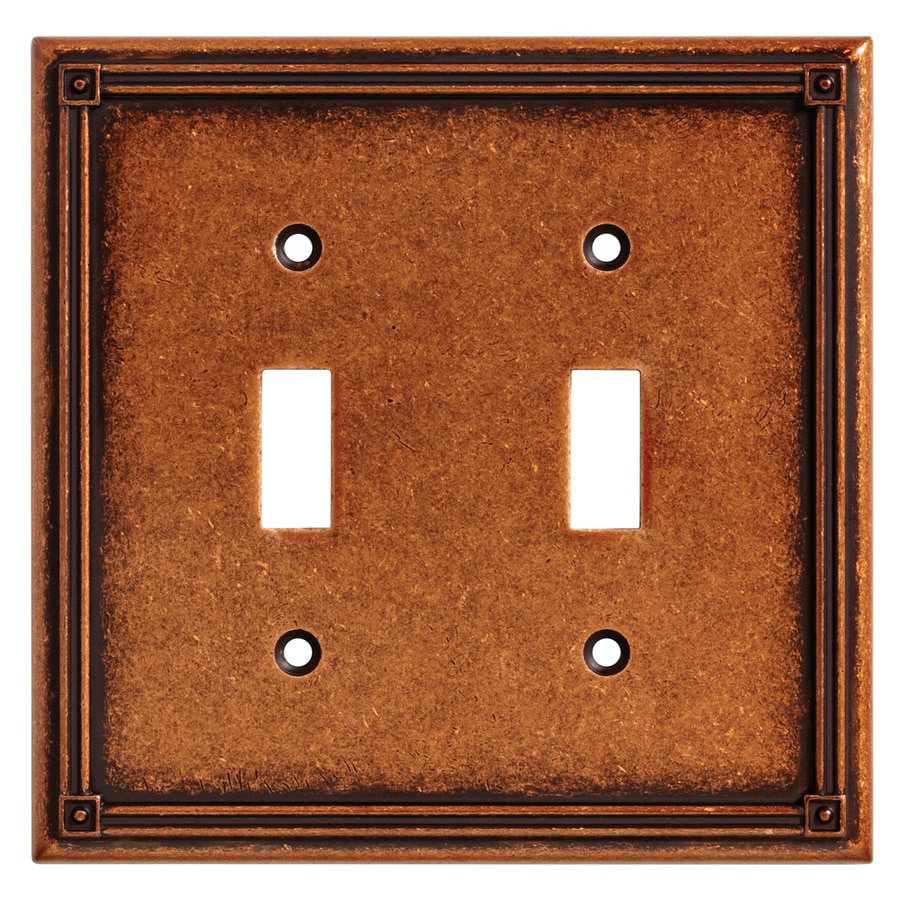 Brainerd Ruston 2-Gang Sponged Copper Double Toggle Standard Wall Plate ...