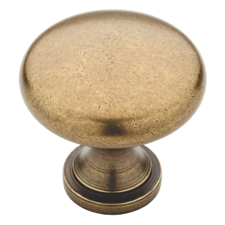 Brainerd Round 1 25 In Tumbled Antique Brass Round Transitional Cabinet   885785425534 