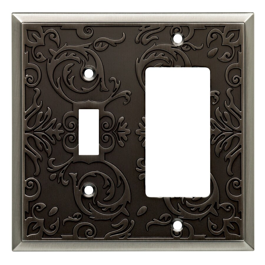 allen + roth Fairhope 2Gang Brushed Pewter Combination Metal Wall Plate at