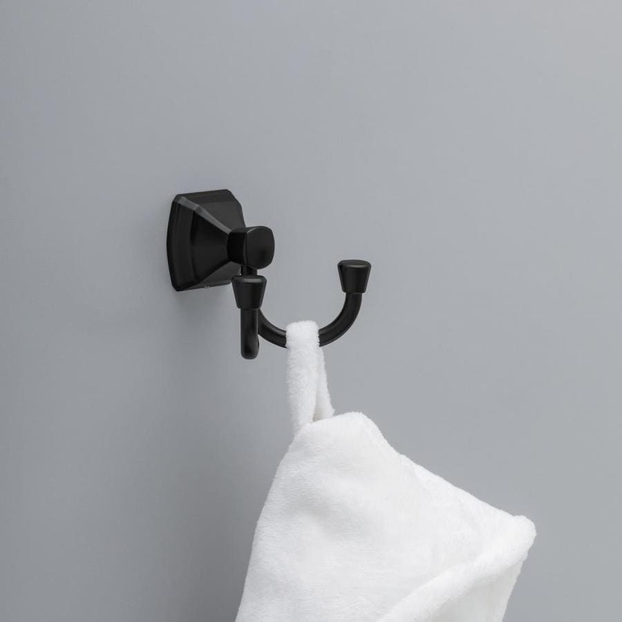 Delta Flynn Double Hook Matte Black Towel Hook in the Towel Hooks ...