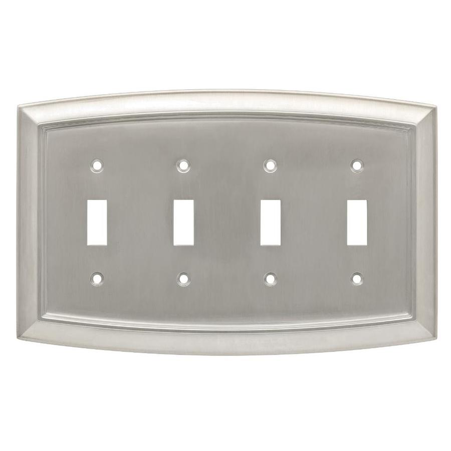 Brainerd Arched 4Gang Satin Nickel Quad Wall Plate at