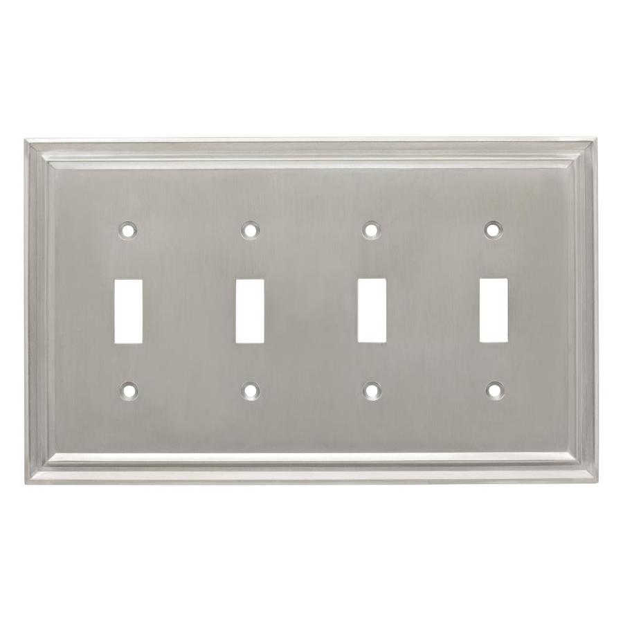Brainerd Traditional 4Gang Satin Nickel Quad Standard Wall Plate at