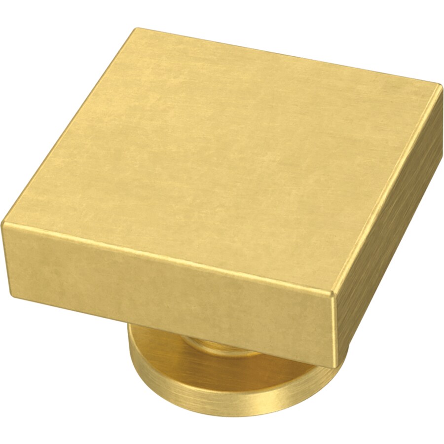 Brainerd Square 1 1 In Brushed Brass Square Cabinet Knob At Lowes Com