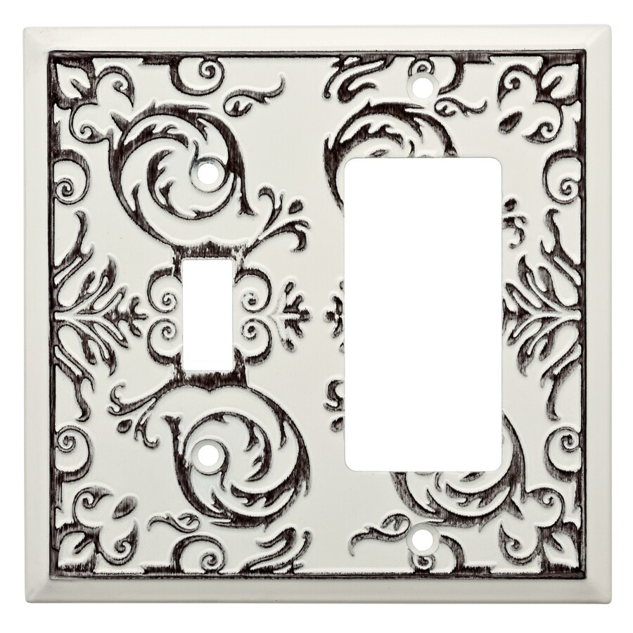 Brainerd Fairhope 2Gang Whitewash Combination Metal Wall Plate at