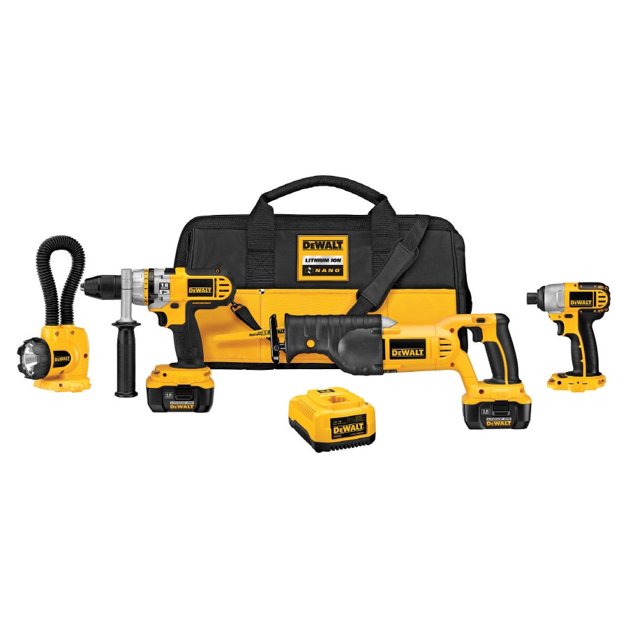 Dewalt 4-tool 18-volt Lithium Ion (li-ion) Motor Cordless Combo Kit 