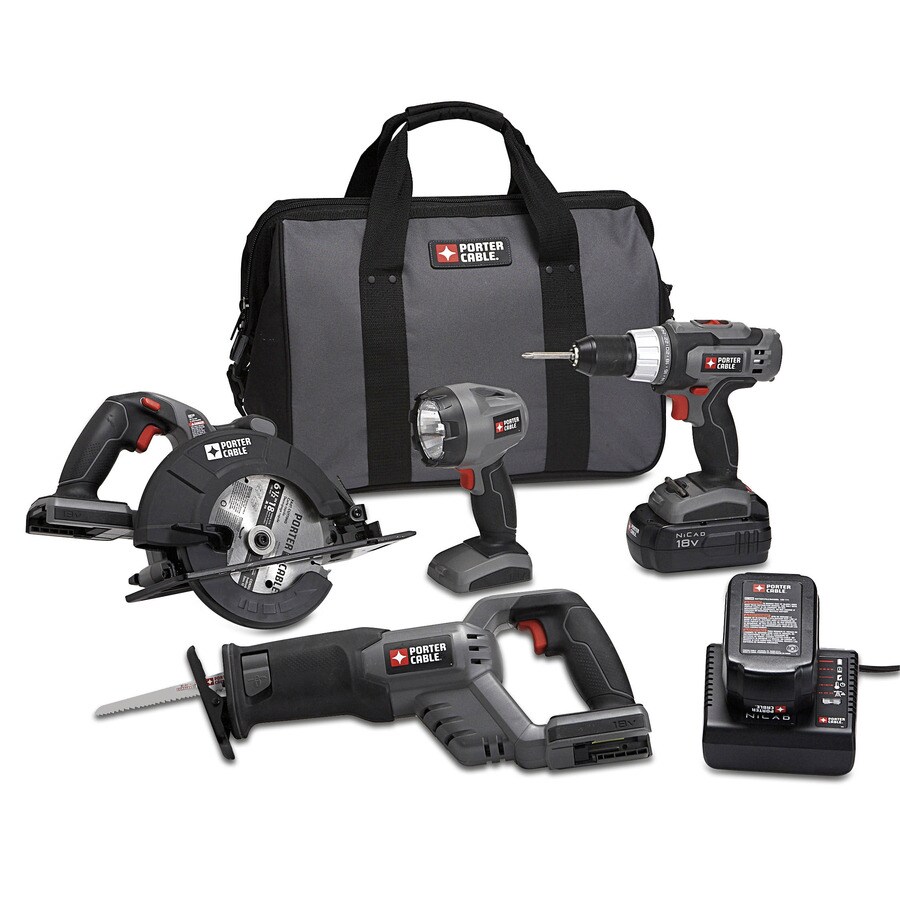 PORTER-CABLE 4-Tool Power Tool Combo Kit with Soft Case (2 PORTER-CABLE 4-Tool Power Tool Combo Kit with Soft Case (2