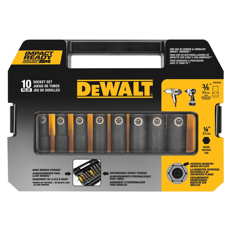 DEWALT 10Piece Standard (SAE) 3/8in Drive 6point Impact Socket Set