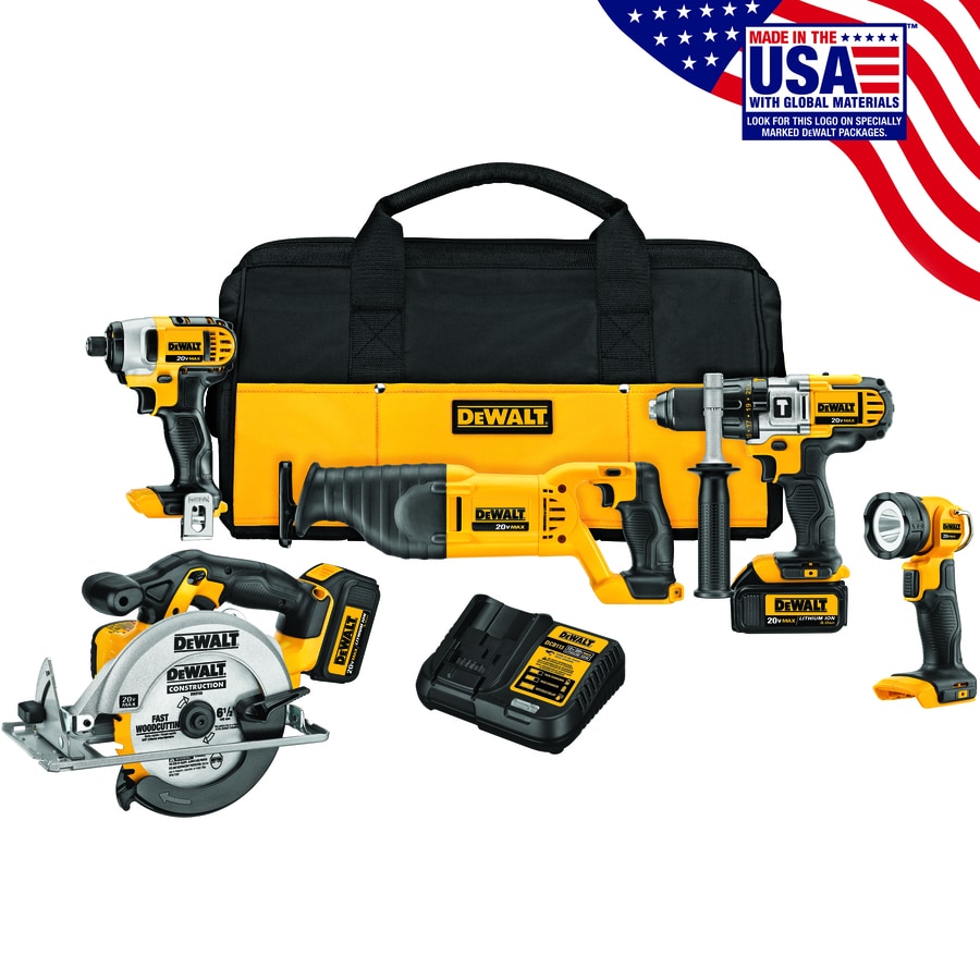 DEWALT 5Tool 20Volt Max Power Tool Combo Kit with Soft Case (Charger