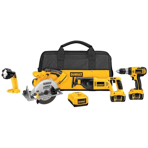 DEWALT 4-Tool 18-Volt Cordless Combo Kit with Case in the Power Tool ...