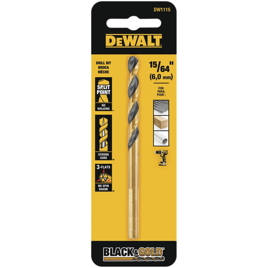 shop-dewalt-15-64-in-twist-drill-bit-for-pvc-wood-metal-stainless