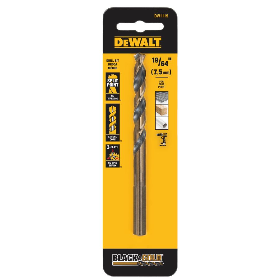 Shop DEWALT 19/64-in Black Oxide Twist Drill Bit at Lowes.com