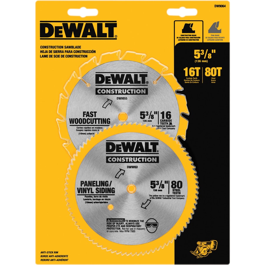 DEWALT 53/8in Circular Saw Blade Set at