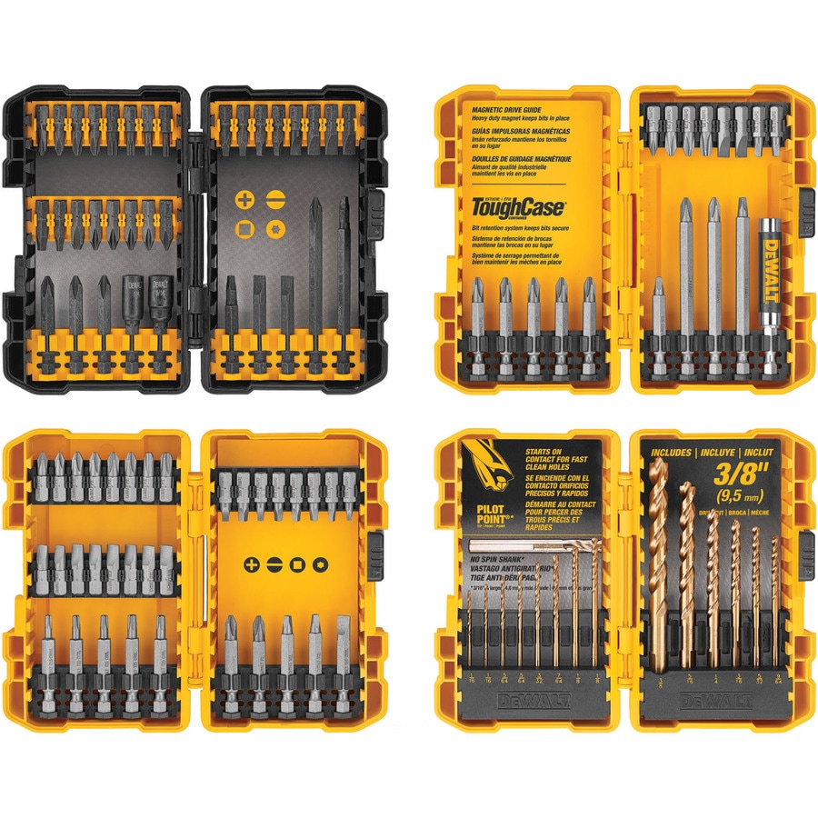 DeWalt Steel Drill and Driver Bit Set with Right Angle Adapter and Tough System Case (35Piece