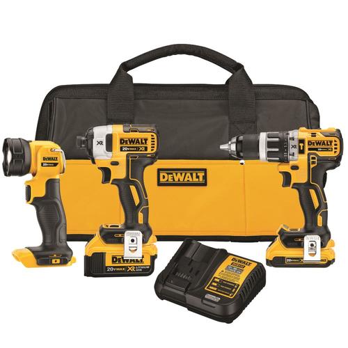 DEWALT XR 3-Tool 20V MAX LI-ION Cordless Brushless Drill/Driver, Impact ...